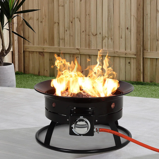 Talleyville 84Cm H x 58Cm W Metal Natural Gas Outdoor Fire Pit with Lid