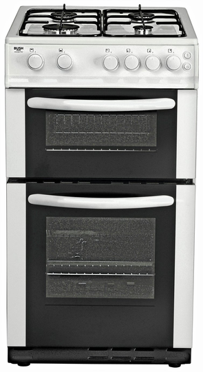 Bush AG56TWX 50cm Twin Cavity Gas Cooker - White