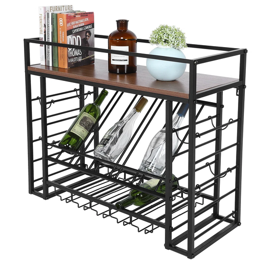 Haubert 14 Bottle Wall Mounted Wine Bottle Rack in Black