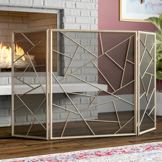 Dehart 3 Panel Iron Fireplace Screen