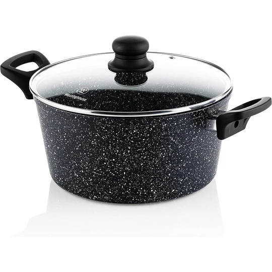 Westinghouse Casserole Dish With Lid - 24 Cm Black Marble