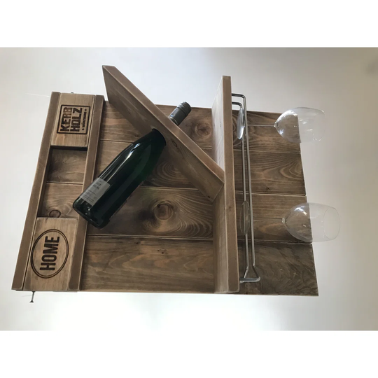 Arnold 1 Bottle Solid Wood Wall Mounted Wine Bottle & Glass Rack in Wood
