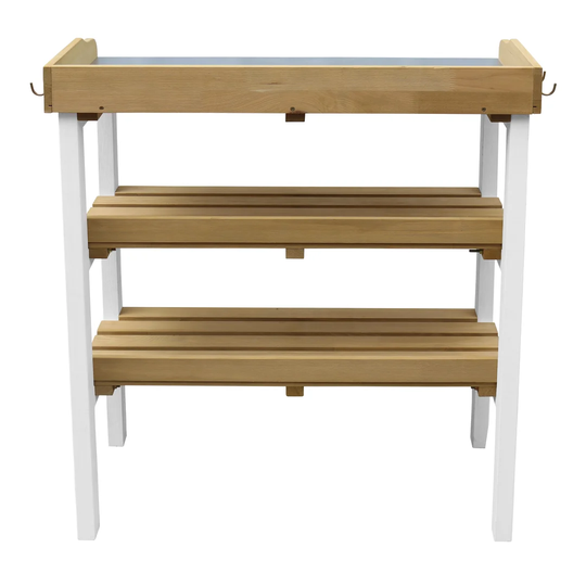 Potting Table with Storage Shelves Brown/White