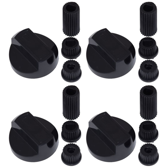 Universal Cooker Oven Grill Control Knobs And Adaptors Black Fits All Gas Electric x 4