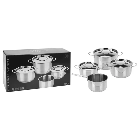 Excellent Houseware 7 Piece Casserole Set Stainless Steel 6 mm