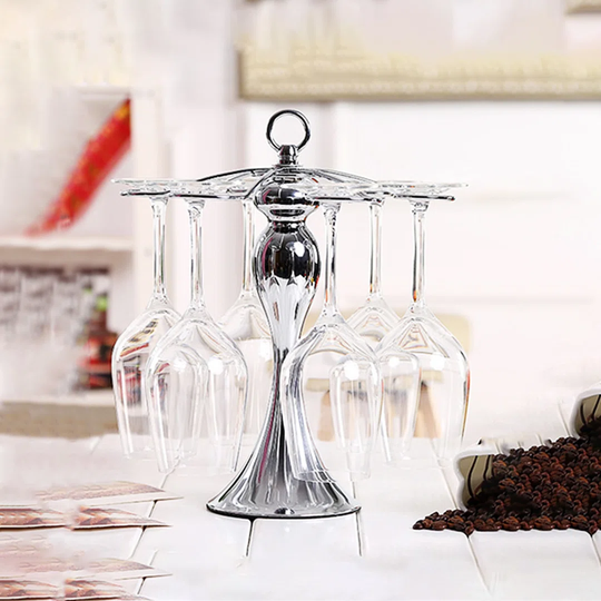 Floy Tabletop Wine Glass Rack in Silver/Black