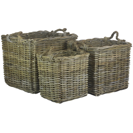 Verna 3 Piece Rattan Log Carrier Set