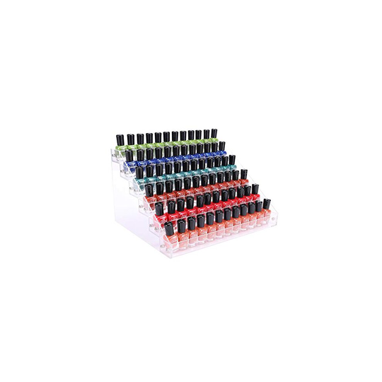BTremary 6 Tiers Clear Nail Polish Display Rack Stand Holder,Acrylic Nail Polish Organiser Storage Rack Shelf Holds up to 96 Bottles,Essential Oi