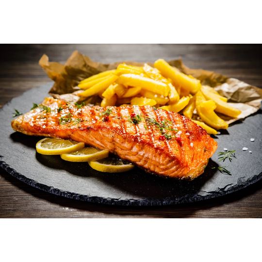 Grilled Salmon - Wrapped Canvas Photograph