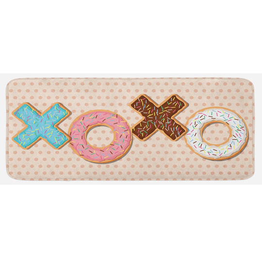 Caralynn XOXO Delicious Donuts Polka Dots Kitchen Mat