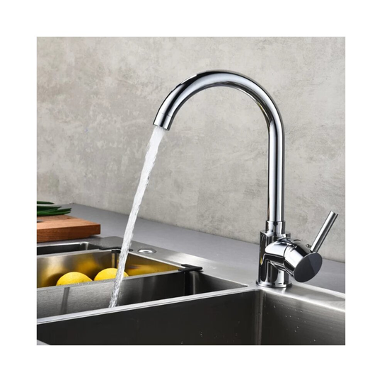 Kitchen Tap Chrome Finish Lever Tap Swivel Modern Faucet
