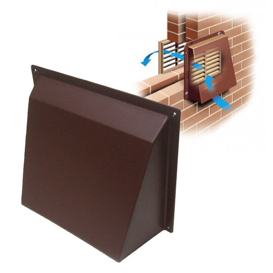 Brown Hooded Cowl 9" x 9" Air Bricks Grilles Extractors Vents Cover