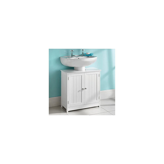Saxony Under sink storage bathroom cabinets free standing White wooden furniture sets cupboard unit with 2 doors floor cabinet MDF wood Crisp fi