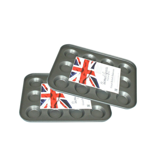 2x 12 Cup Muffin Tray Non Stick Yorkshire Pudding Pan Tin Tart Dessert Bun Tray