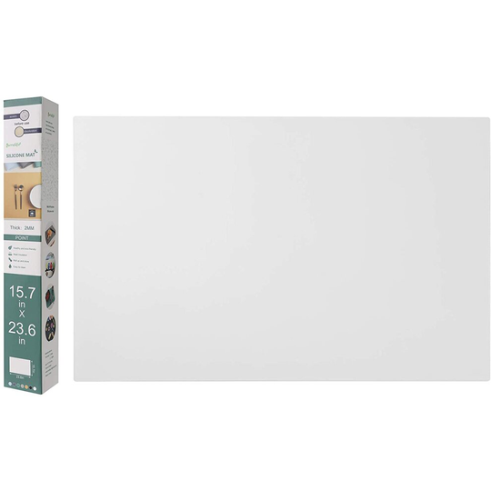 Silicone Mats for Kitchen Counter, Thick 2MM, Heat Resistant Nonskid Table Mat, Countertop Protector, 15.7 by 23.6 inches (Translucent)
