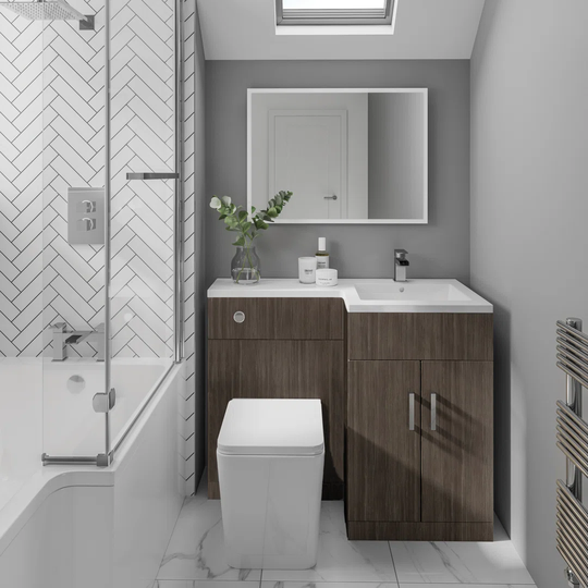 L Shape 105mm Combined Vanity Unit with Toilet Included
