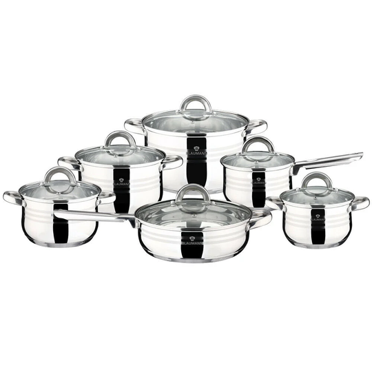 Blaumann 12 Piece Stainless Steel Non Stick Cookware Set