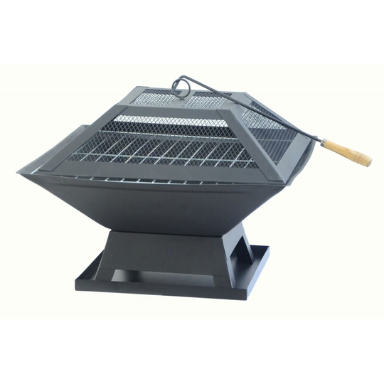 BBQ Grill Square Fire Pit Outdoor Garden Heater Stove Brazier Barbecue