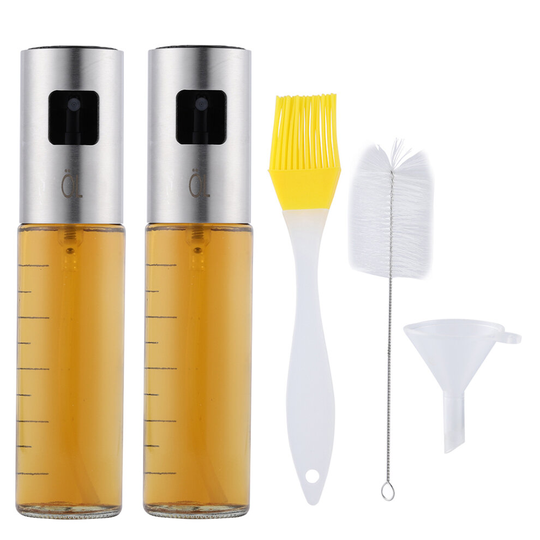 2Pcs Olive Oil Sprayer Stainless Steel Oil Spray Bottle Vinegar Soy Dispenser for BBQ Cooking Grilling Baking