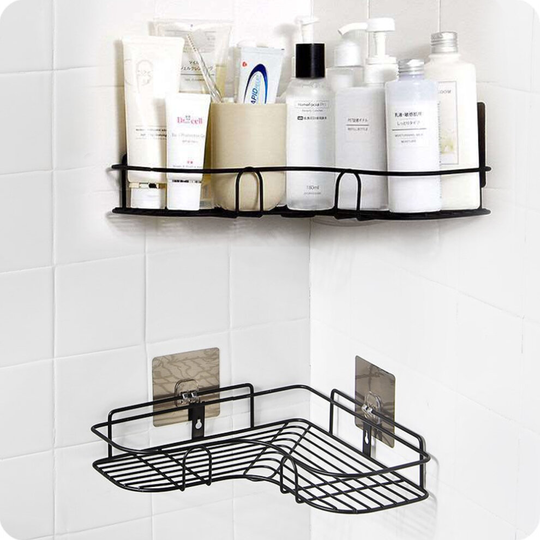 Corner Shower Shelf Holder Bathroom Kitchen Storage Rack Black Punch-Free