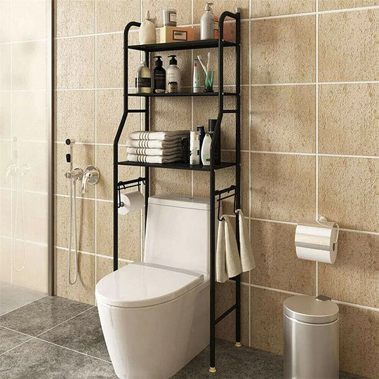 3 Tier Organizer Stand Bathroom Shelf Over Toilet Storage Rack Laundry Shelf Unit Organizer Rack Space Saving Organizer Stand Black