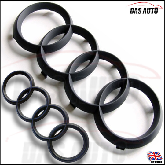 (Matte Black) Carbon Fibre Front Grill & Rear Rings Badge Emblem For Audi S4 S3 A5 A4 A3 A1 Quattro