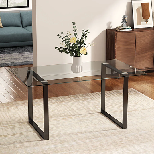 160Cm Glass Square Dining Table