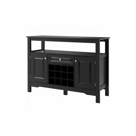 Akimbo Sideboard Cabinet Black Removable Wine Rack Large Storage Space
