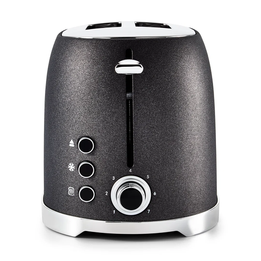 Tower Glitz T20029 2 Slice Metal Toaster with Adjustable Browning Control, Defrost and Reheat Settings, Black