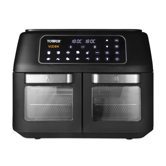 Tower T17102 Vortx Vizion Dual Compartment Air Fryer Oven With Digital Touch Panel, 11L, Black