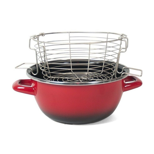 Chip Fryer And Basket Non Stick Enamel Steel 20cm Induction Friendly