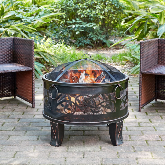 Fonda 66Cm H x 57Cm W Cast Iron Outdoor Fire Pit with Lid