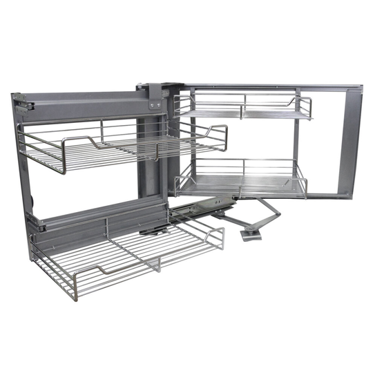 Corner Kitchen Wire Baskets Slide Out Left Hand Pull Out Metal Storage 90-100cm