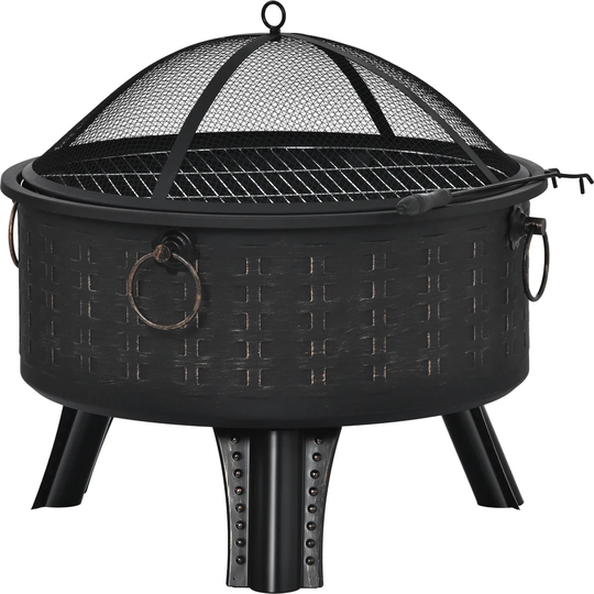 Byonce 67Cm H x 64Cm W Steel Wood Burning Outdoor Fire Pit with Lid