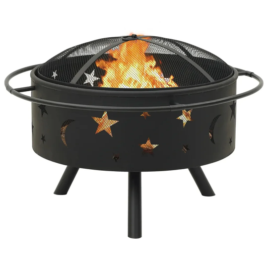 Barna 44Cm H x 49Cm W Steel Wood Burning Outdoor Fire Pit with Lid