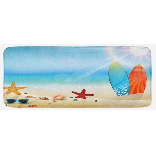 Seashells Kitchen Mat Sand Beach Surfboard