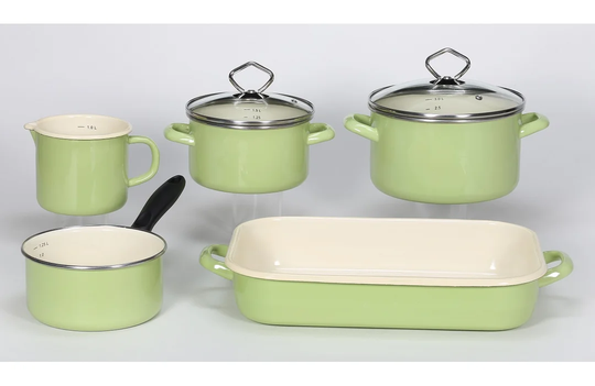 Karl Kruger Juist 5 Pieces Pastel green enamelled steel Non Stick Cookware Set