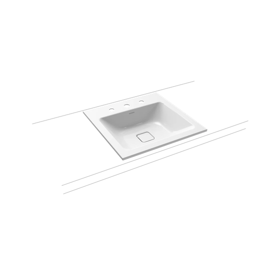White Steel Enamel Square Bathroom Sink