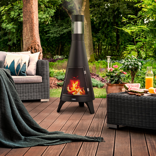 Apollo Outdoor Wood Burner Chimnea Patio Heater BBQ Grill Fire Pit Garden Heater