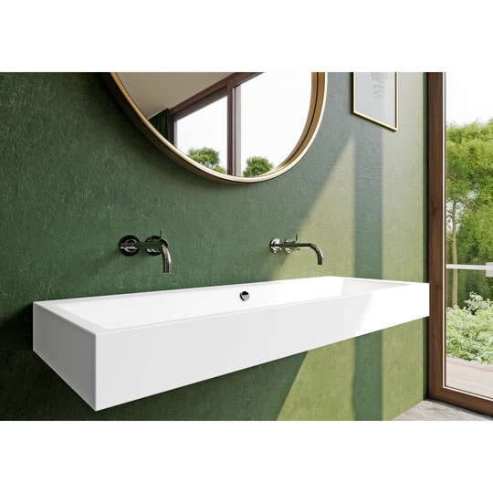Grey Steel Enamel Rectangular Wall Hung Basin Bathroom Sink with Overflow