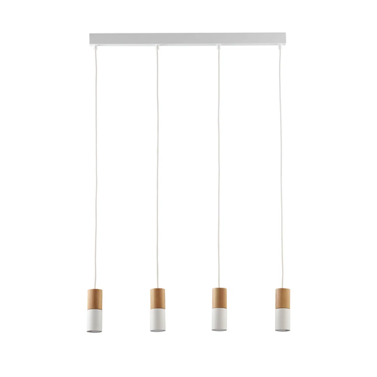 Elisha-May 4 - Light Kitchen Island Cylinder Pendant with Wood Accents