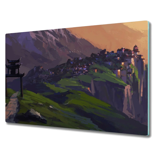 Lovanna Tempered Glass Mountains City on the Hill Sunset Chopping Board