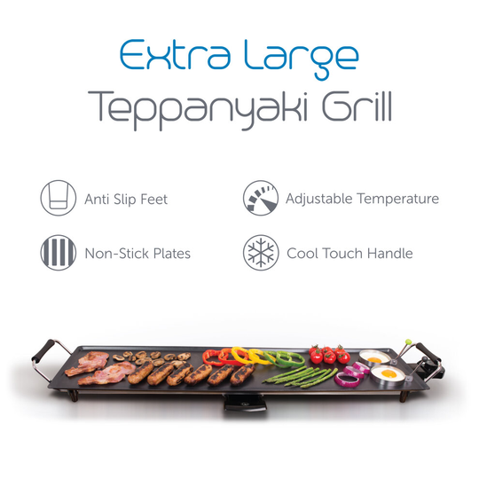 Quest 35790 90cm Extra Large Long Party Teppanyaki Grill / 1800W