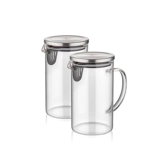 2 -piece water carafe made of 1 L borosilicate glass with lid