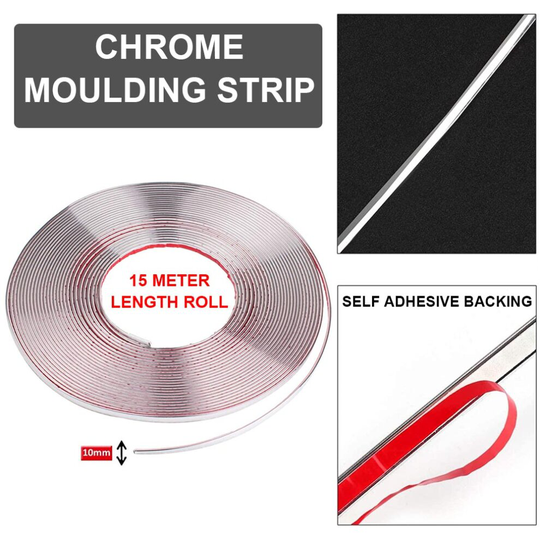 15M 10mm Car Chrome Moulding Strip For Door Window Bumper Grille