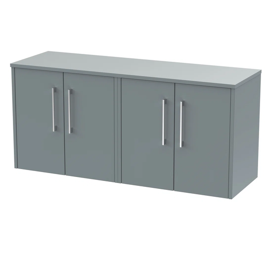 Juno 120.5Cm Wall Mounted Double Bathroom Vanity Base Only in Coastal Grey