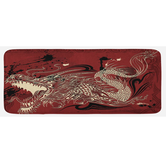 Johana Dragon Japanese Dragon Doodle Kitchen Mat