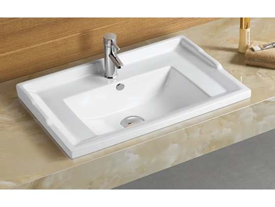Boutwell White Ceramic Rectangular Bathroom Sink with Overflow