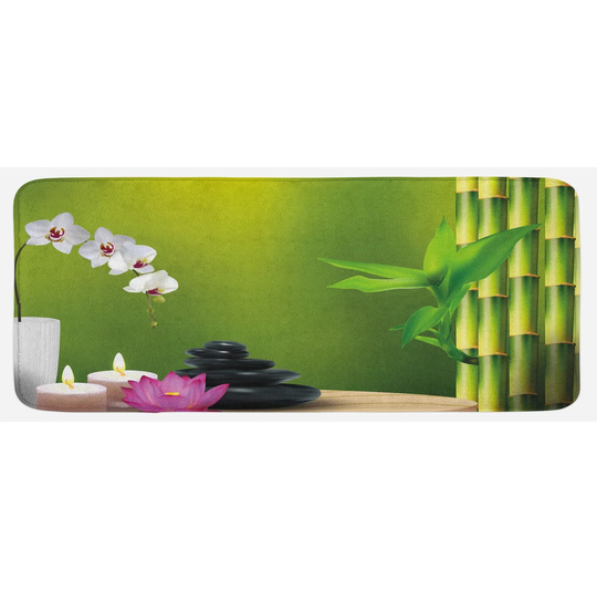 Brannigan Spa Bamboo Flower Orchid Stone Kitchen Mat