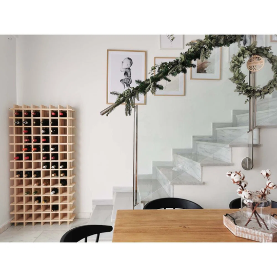 Ayrion 78 Bottle Solid Wood Floor Wine Bottle Rack in Brown